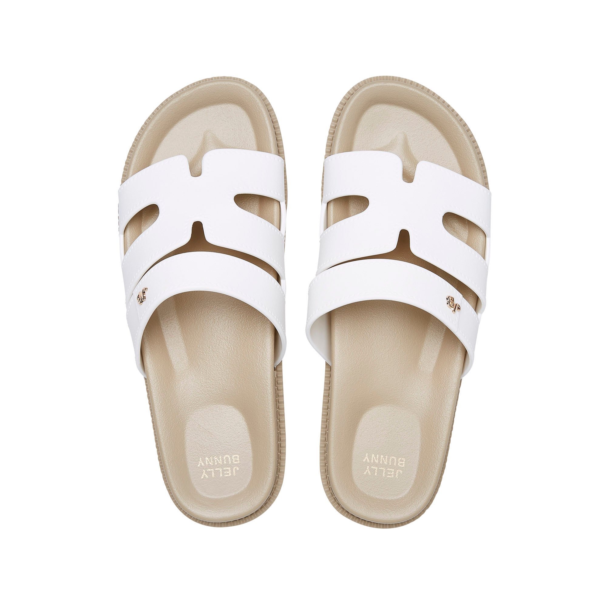 Sena Plain Flat Sandals Check White