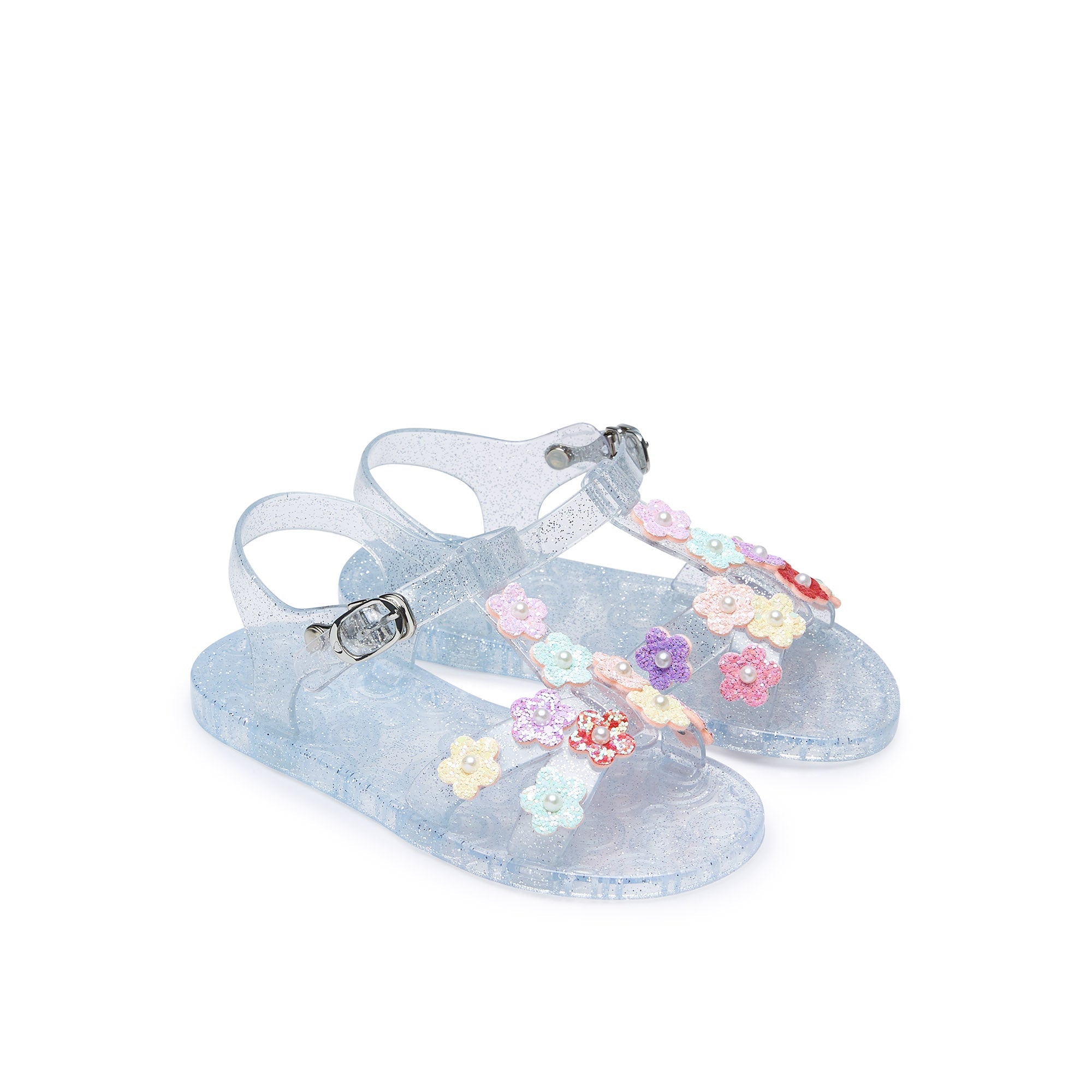 Mini Bolo Flat Sandals Silver