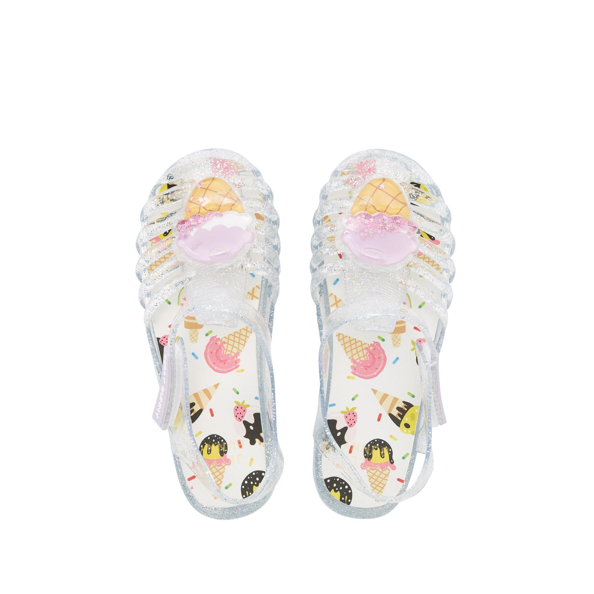 Jb Unicorn Ice Cream Flat Slingbacks For Girls Silver