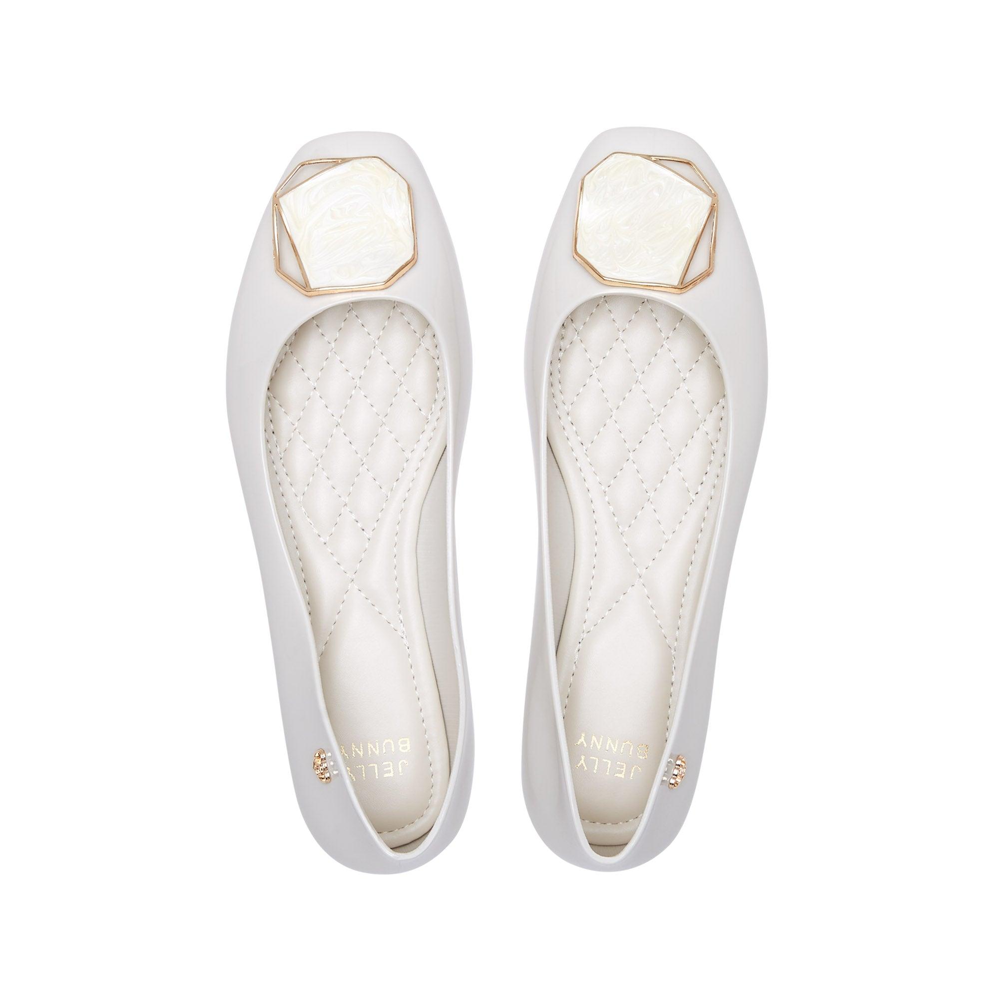 Violet Flat Ballerinas Ivory