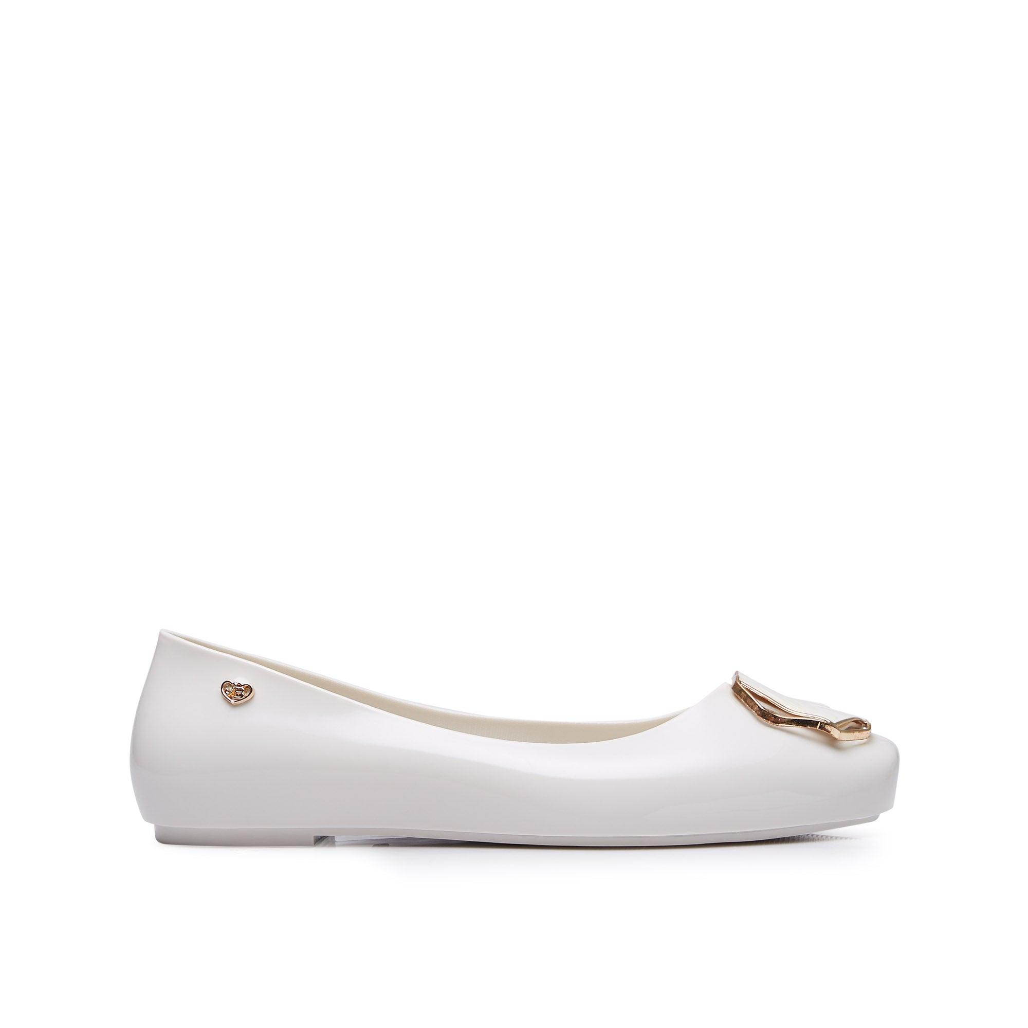 Violet Flat Ballerinas Ivory