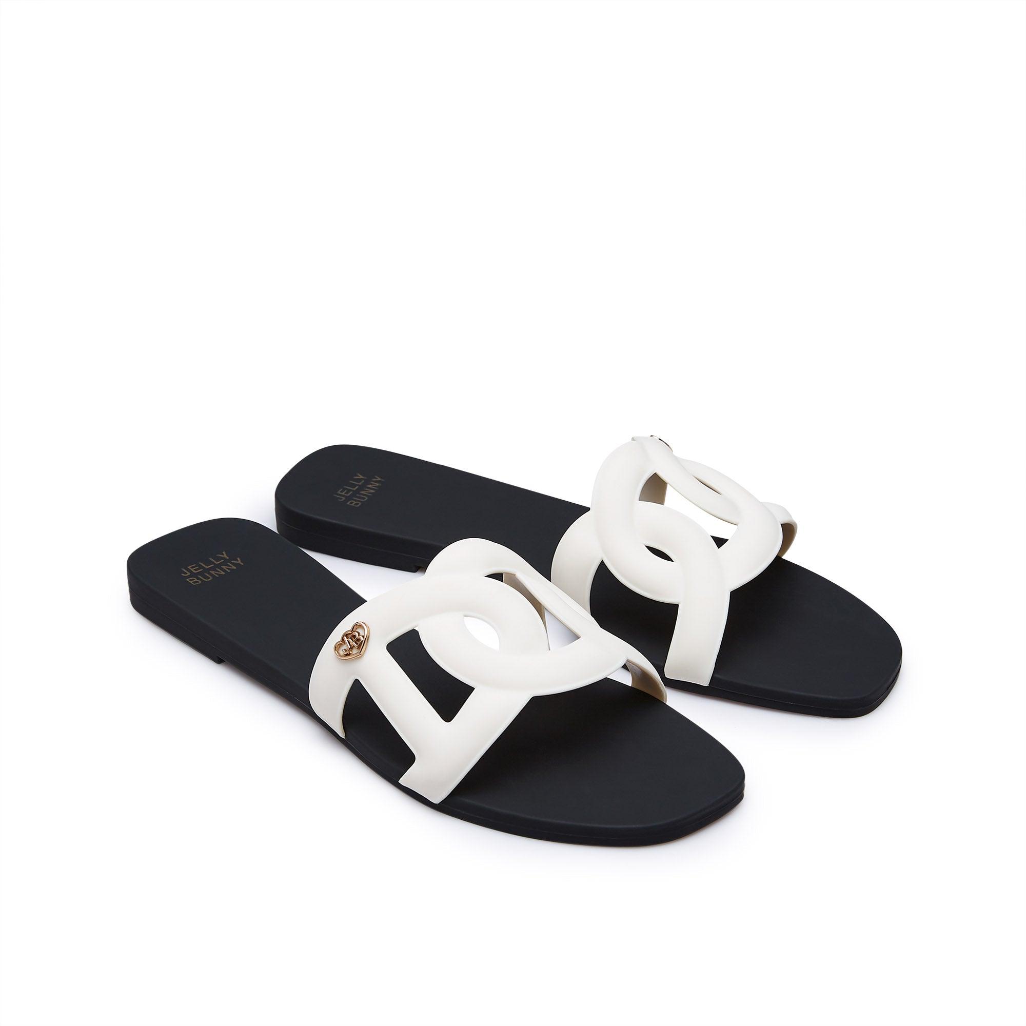 Grase Two Tone Flat Sandals Black