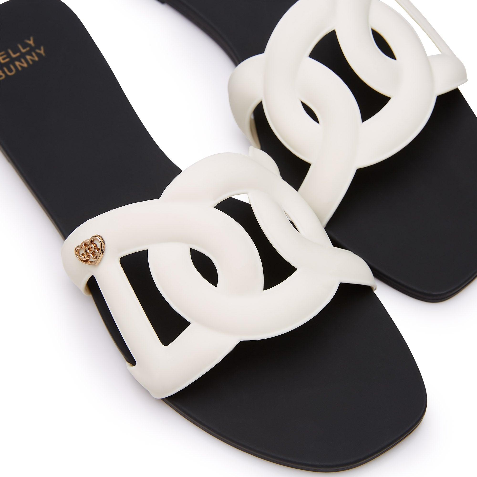 Grase Two Tone Flat Sandals Black