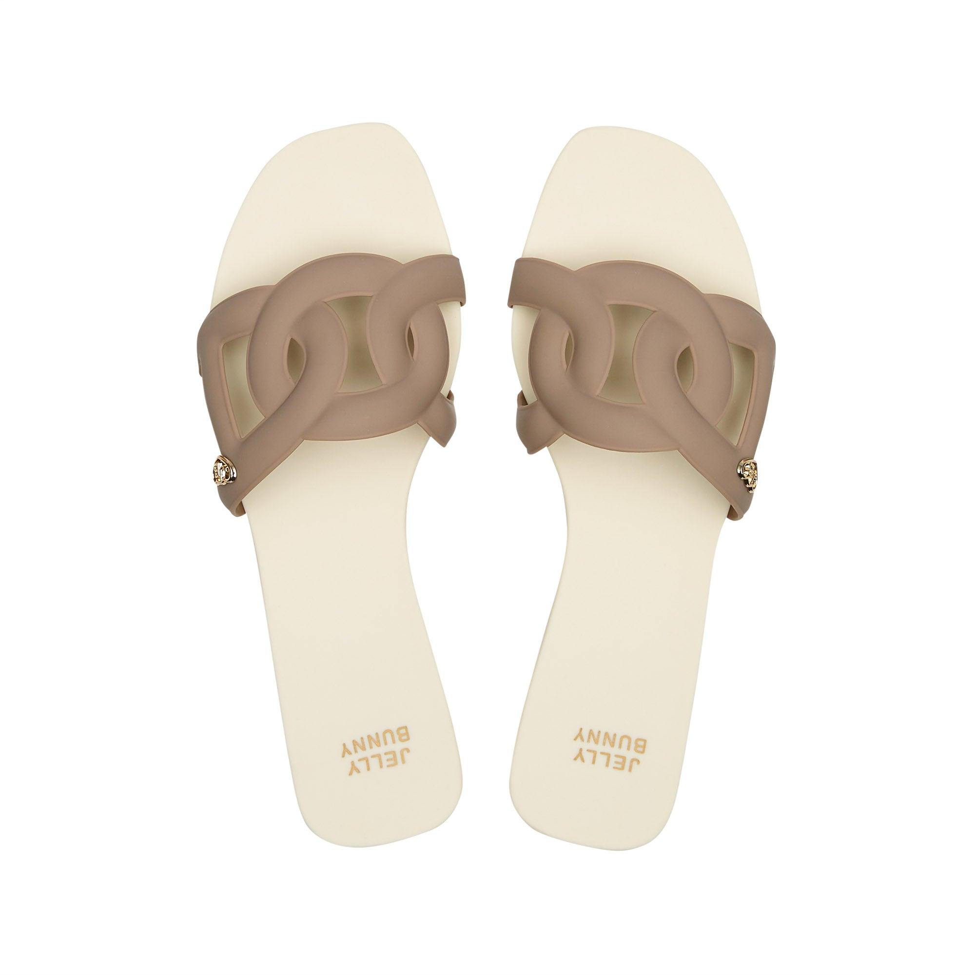 Grase Two Tone Flat Sandals Off-White