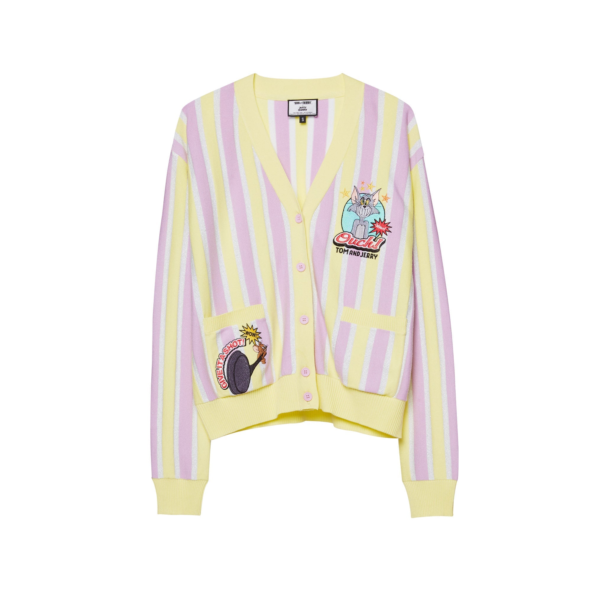 Quirky Tom and Jerry Striped Cardigan Multi Color