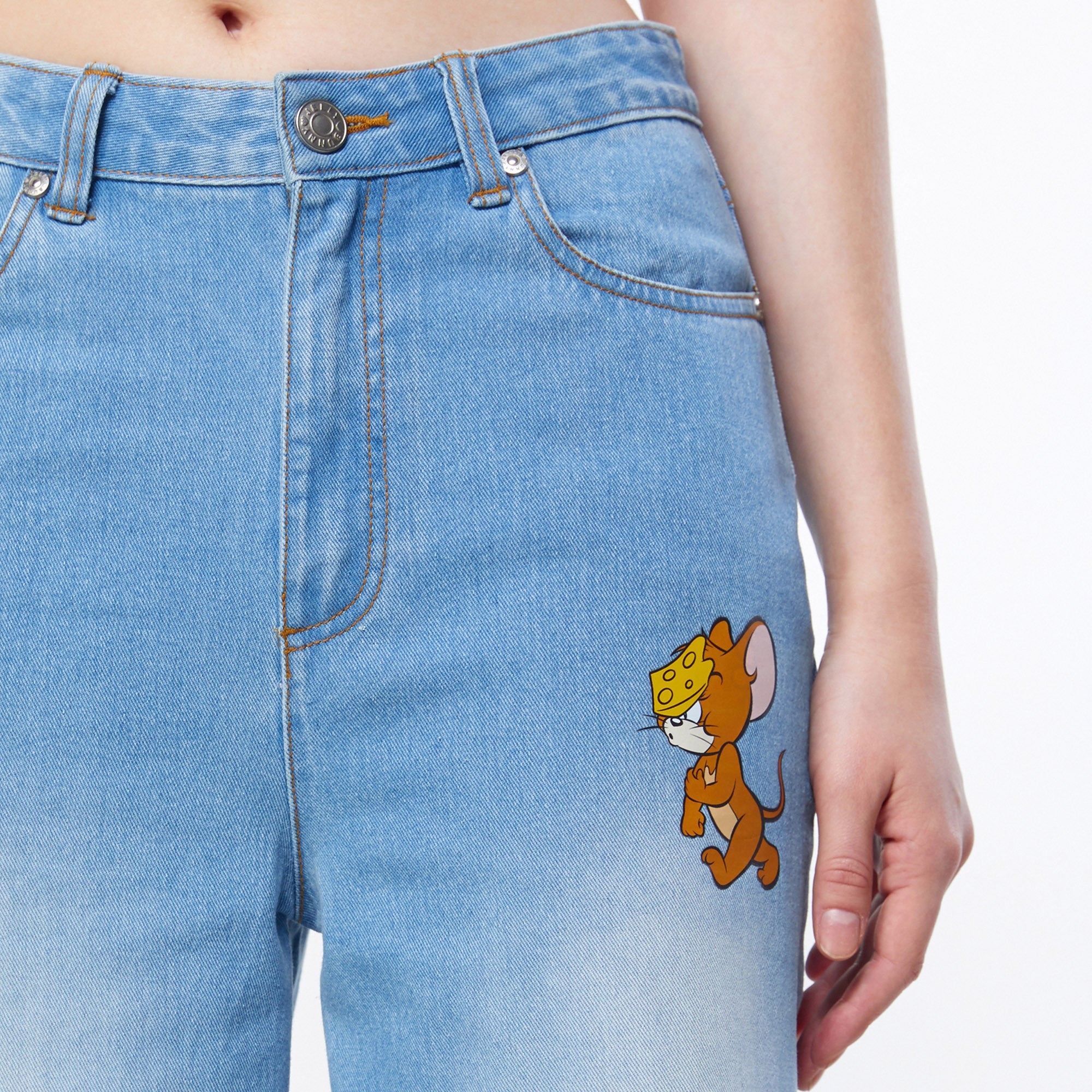 Tom and Jerry Chase Scene Denim Jeans Blue