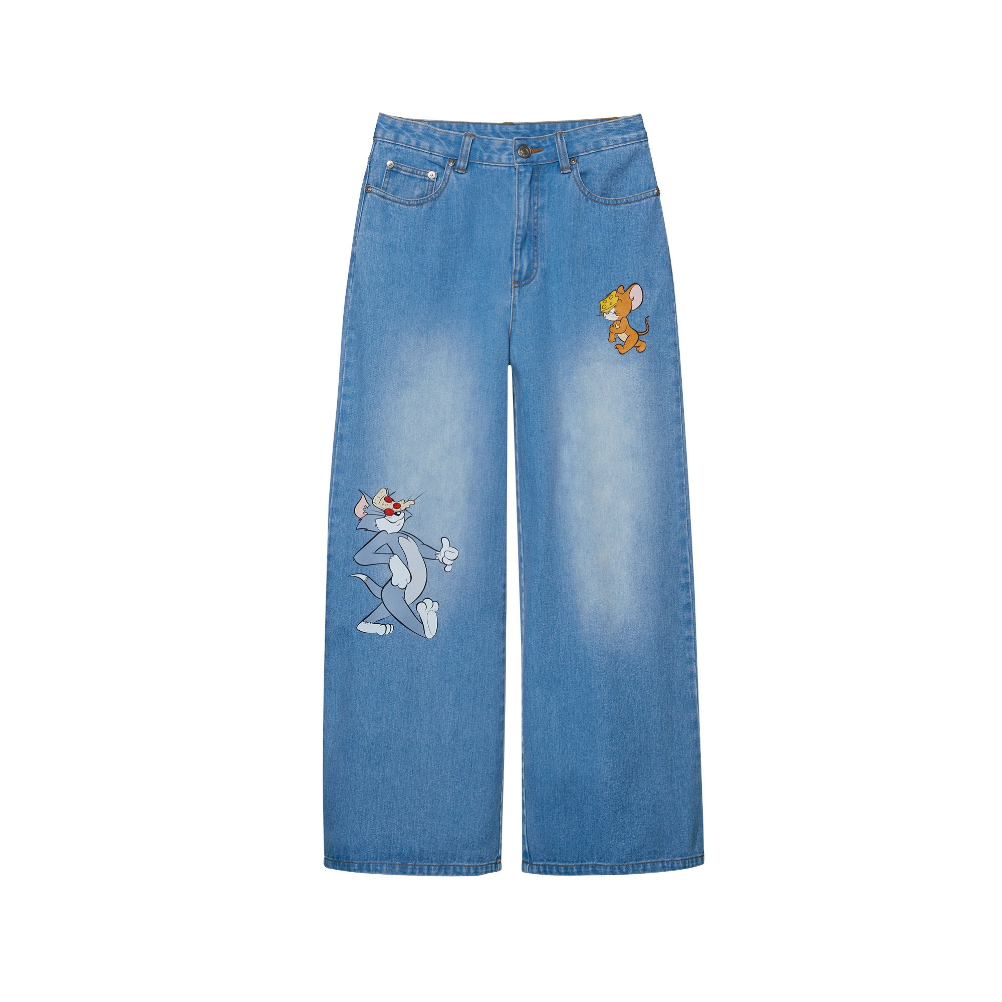 Tom and Jerry Chase Scene Denim Jeans Blue