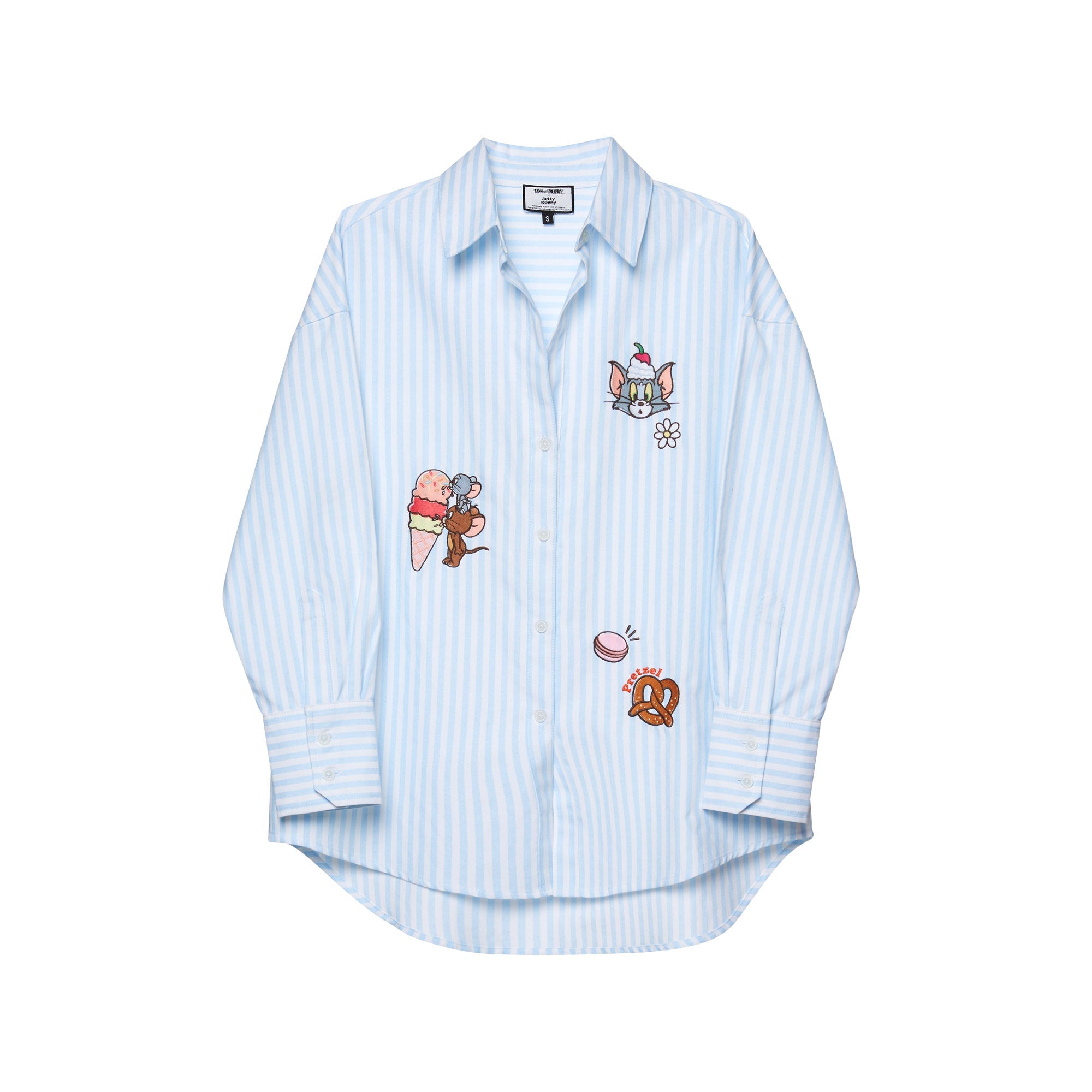 Tom and Jerry Sweet Ice-Cream Striped Oversized Shirt Multi Color