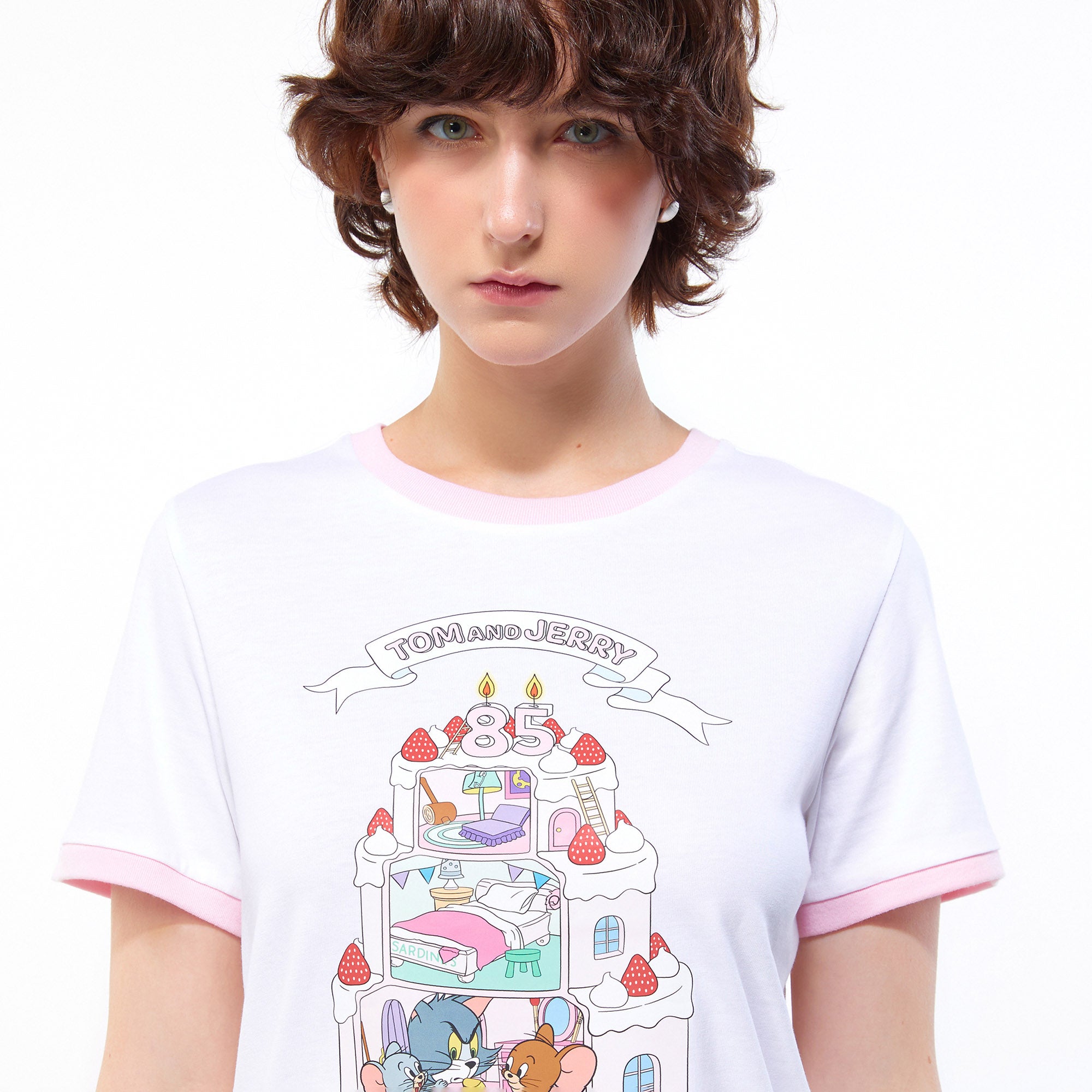 Happy 85Th Birthday Tom and Jerry Ringer Tee White