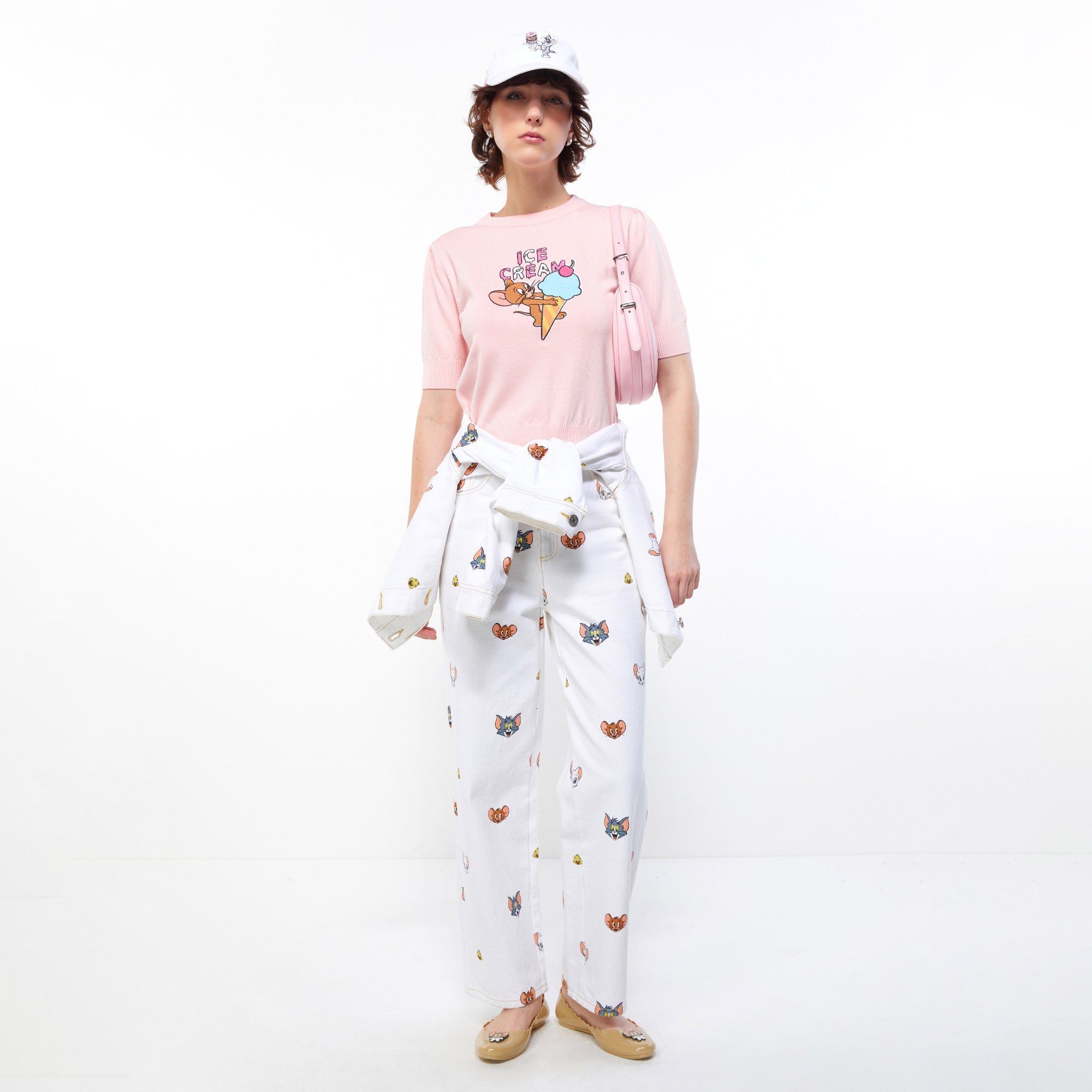 Tom and Jerry Sweet Ice-Cream Knit Pullover Pink