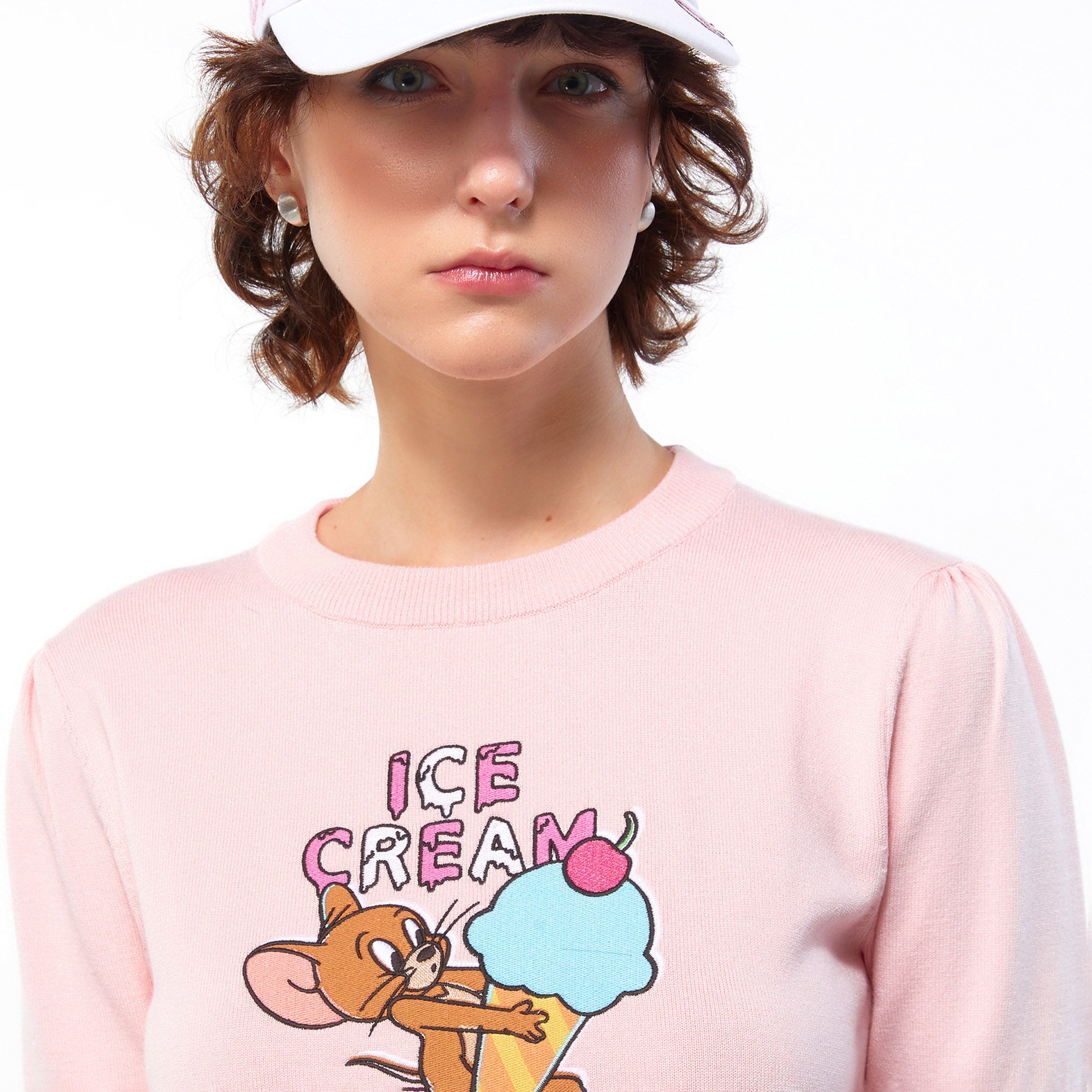 Tom and Jerry Sweet Ice-Cream Knit Pullover Pink