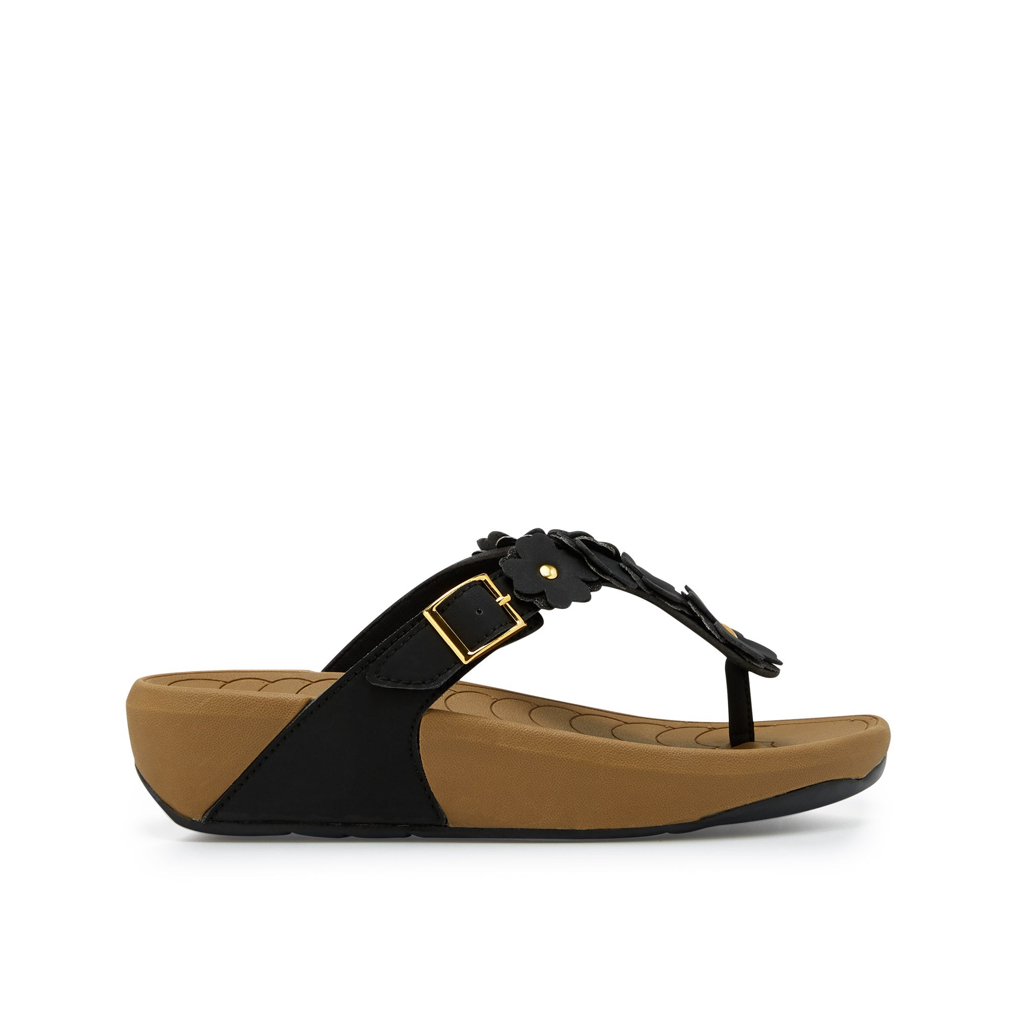 Bunny Twist Print Flow Flat Sandals Black