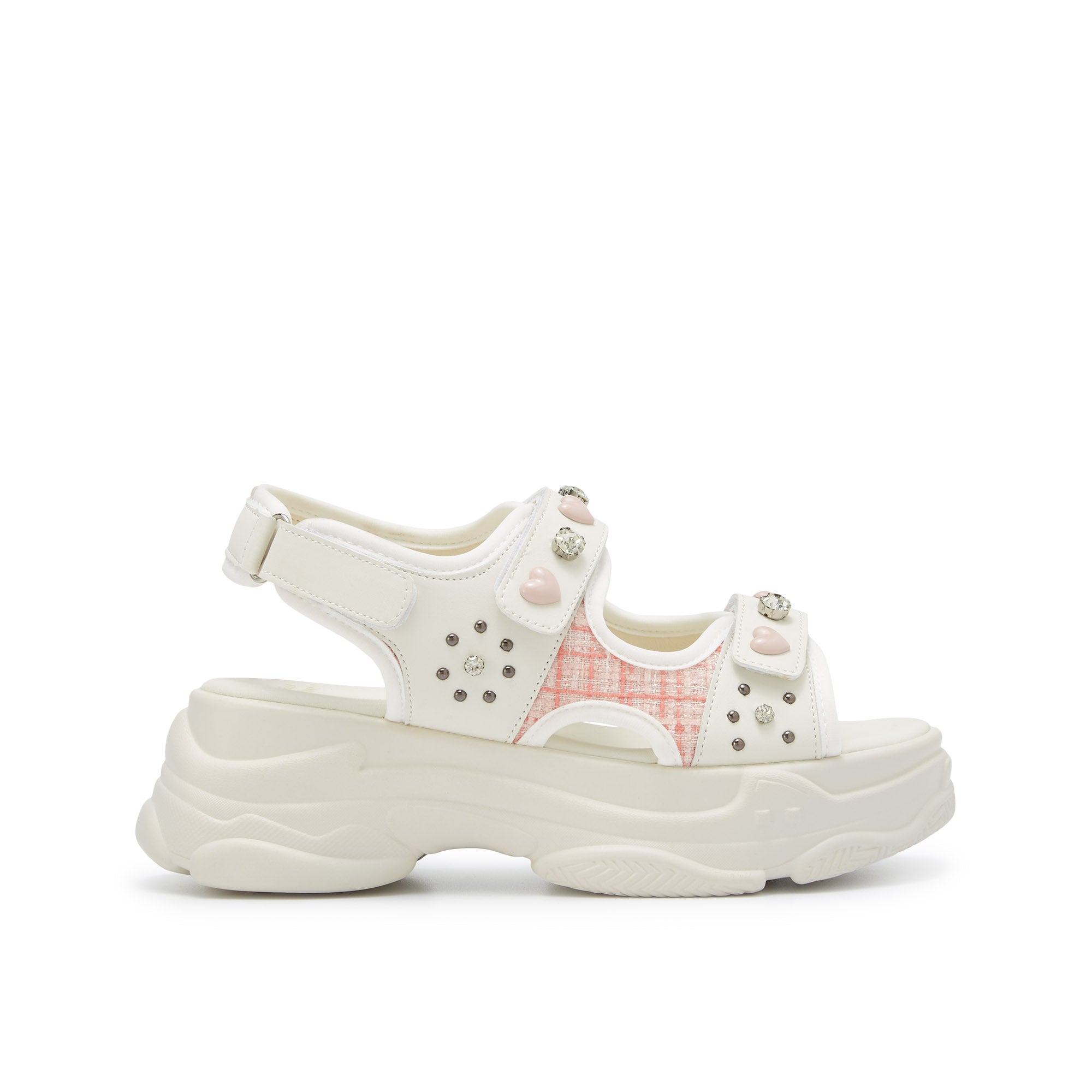 Picotee Double Heart Platform Sandals White