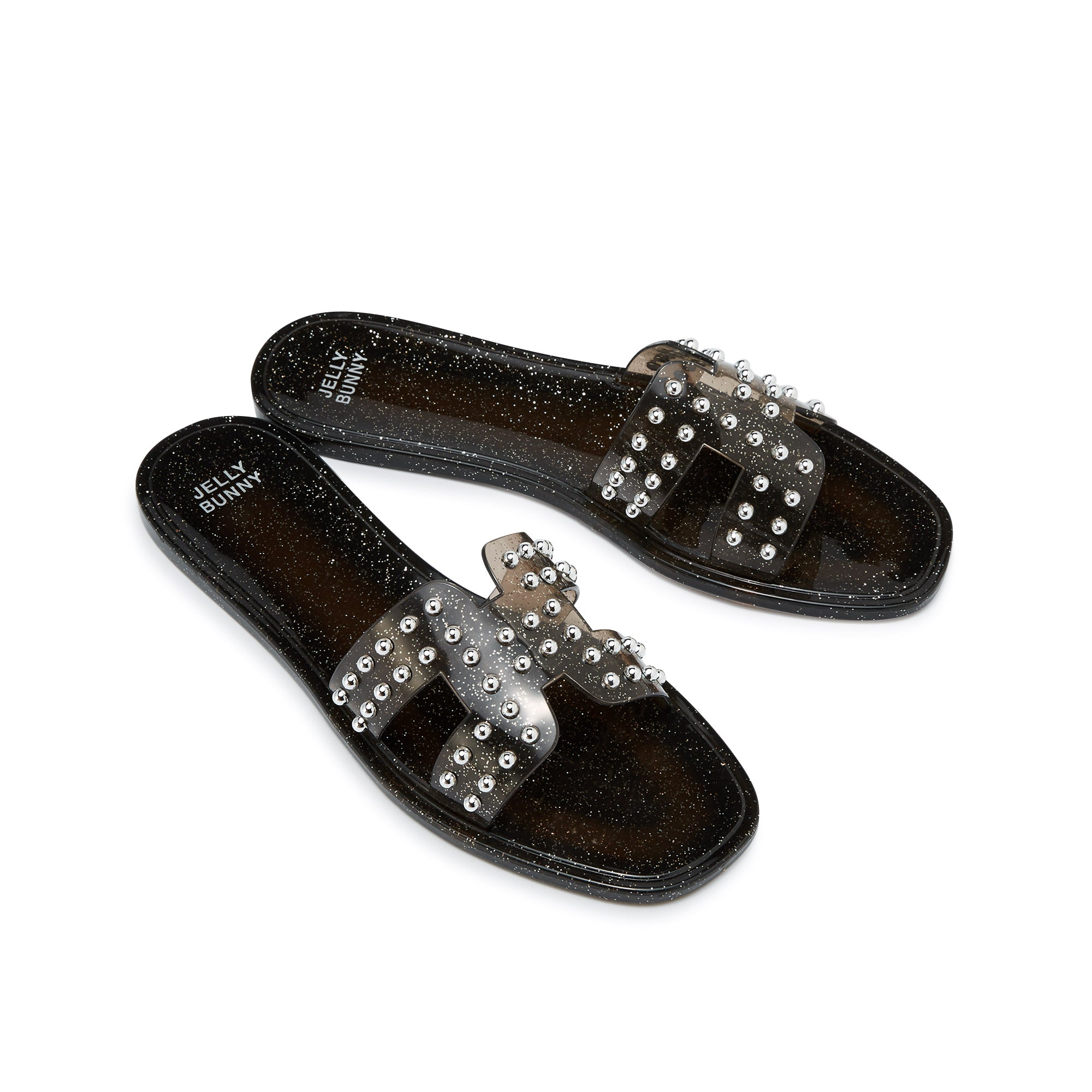 Isabella Flat Sandals Glitter Black